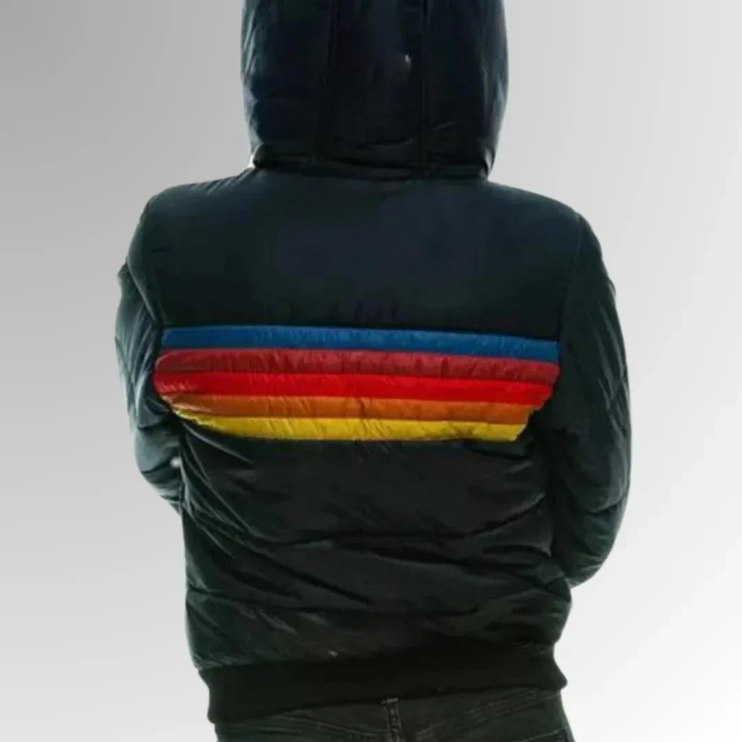 Women's retro stripe quilted puffer jacket