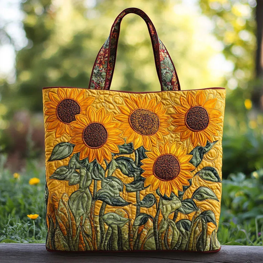 Yellow Sunflower Print Canvas Tote Bag