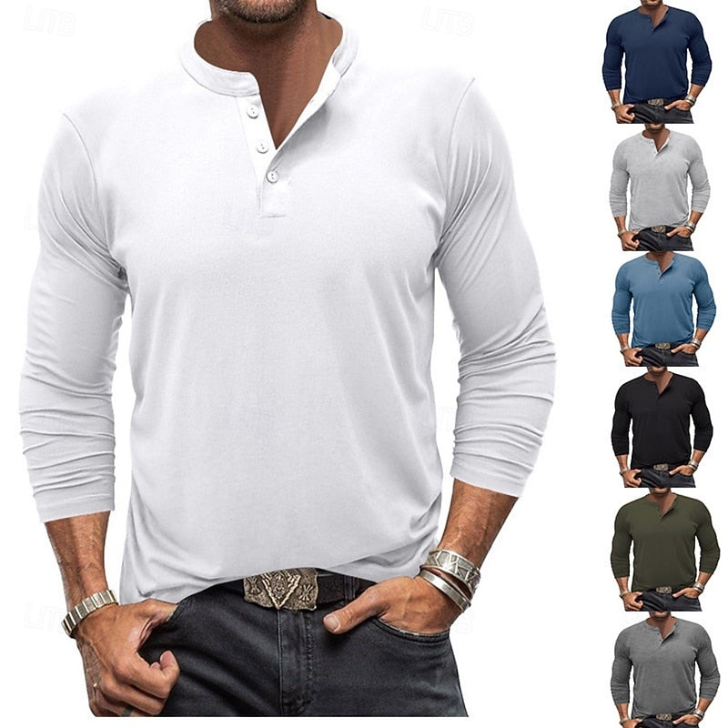 Men's Classic Button-Placket Henley Shirt