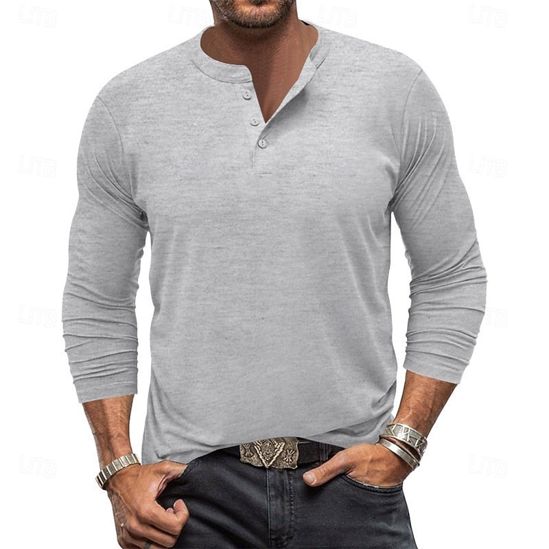 Men's Classic Button-Placket Henley Shirt – view 5