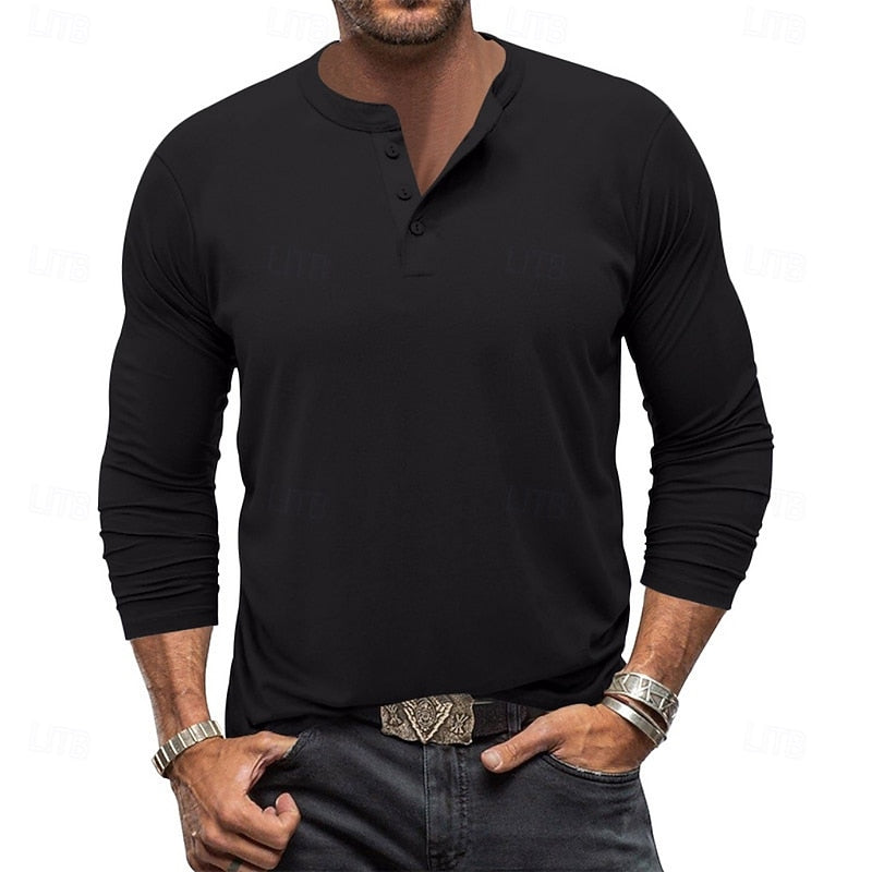 Men's Classic Button-Placket Henley Shirt – view 8
