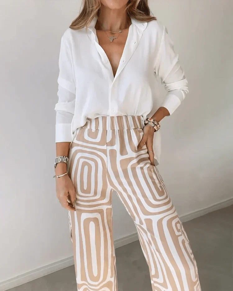 Women's two-piece lounge set in khaki