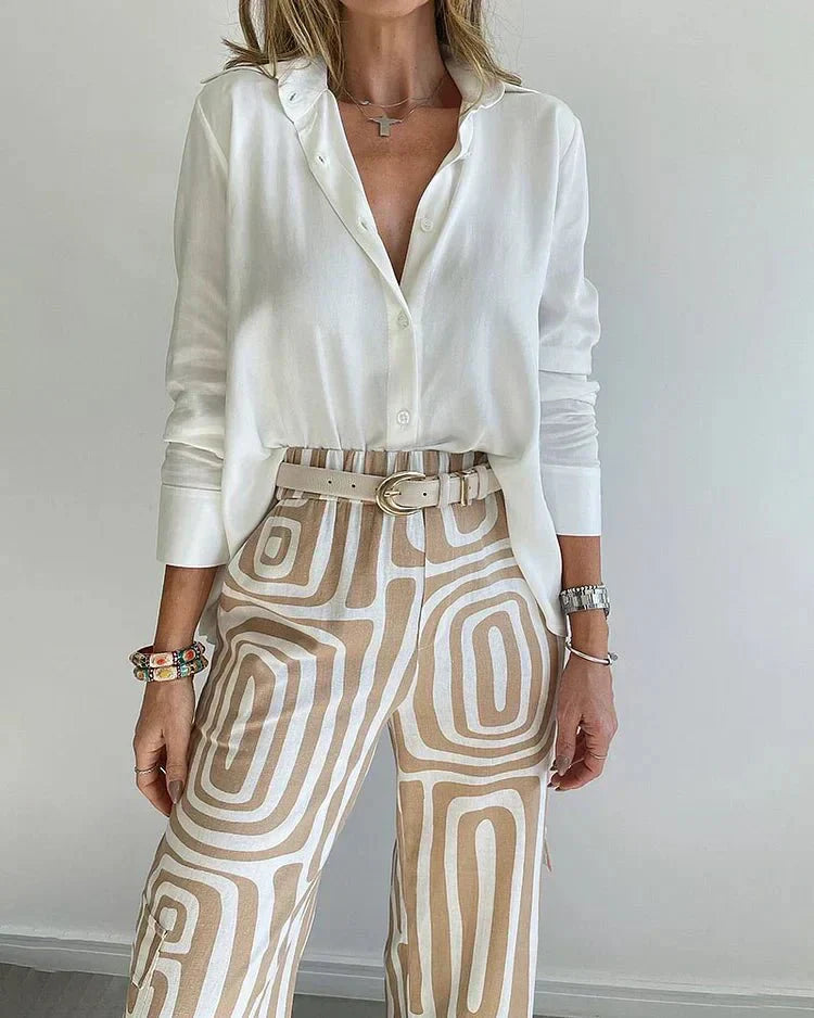 Women's two-piece lounge set in khaki