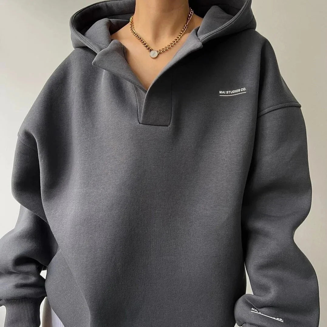 Women's charcoal oversized crossover hoodie