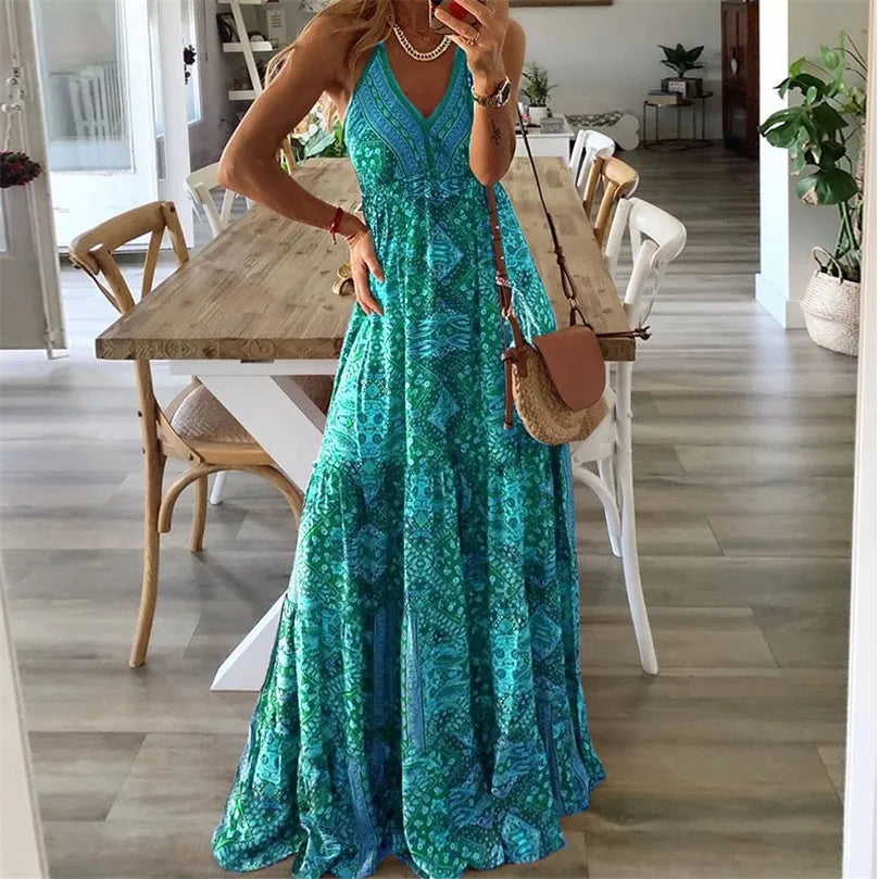 Sienna | Floral Maxi Dress V Neck Boho Style 0