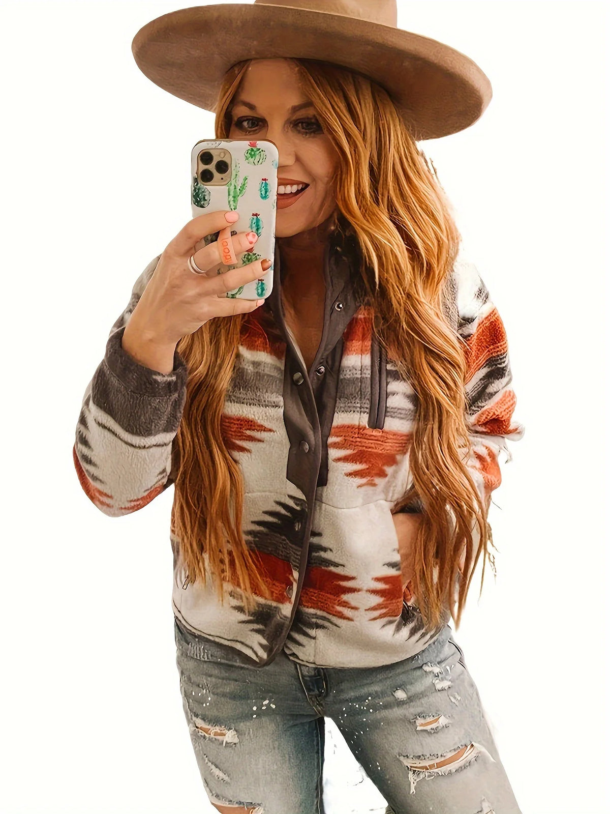 Women's Snap-Front Jacket, Patterned Fall Outerwear