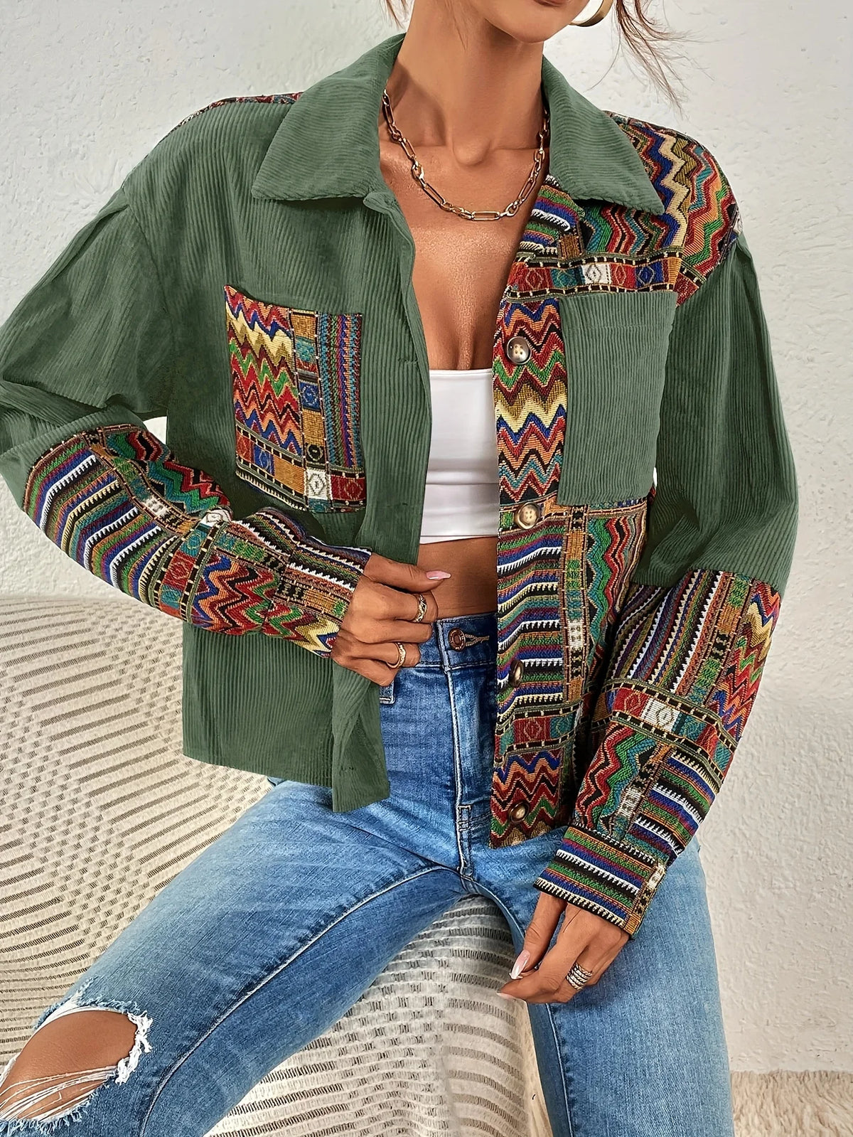 Women's Artisan Patchwork Jacket, Fall Statement Layer