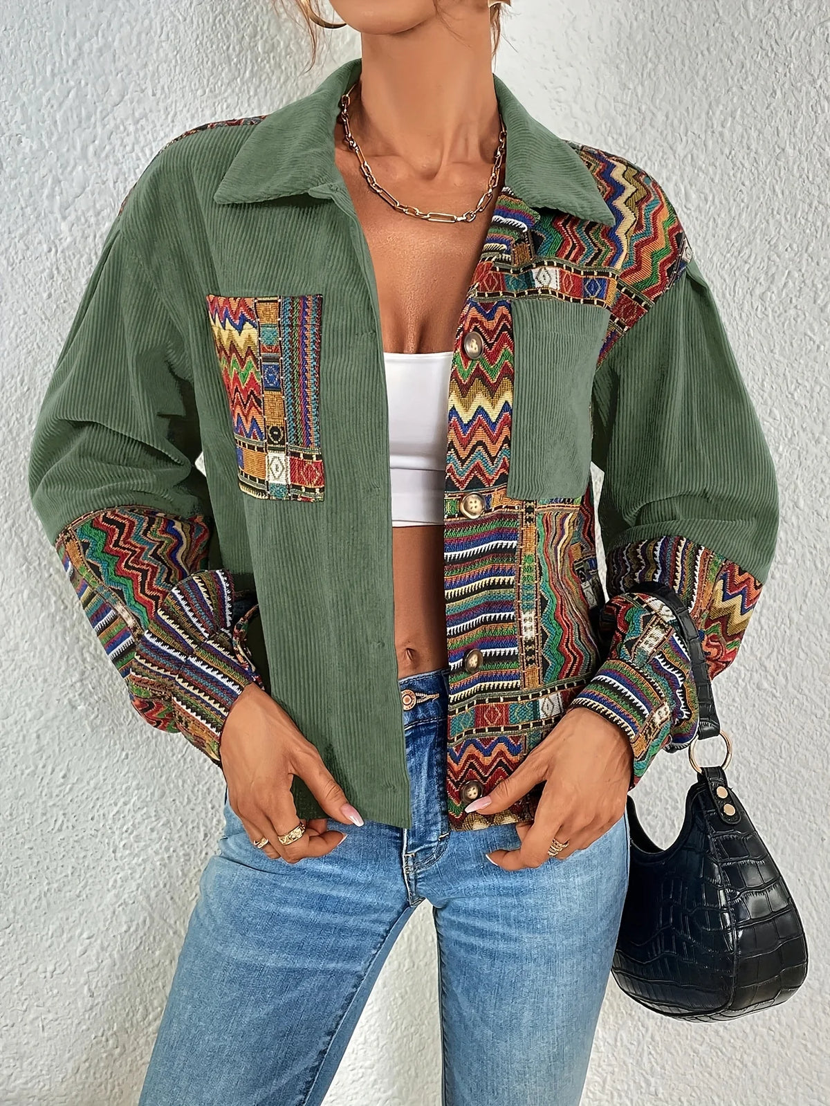 Women's Artisan Patchwork Jacket, Fall Statement Layer