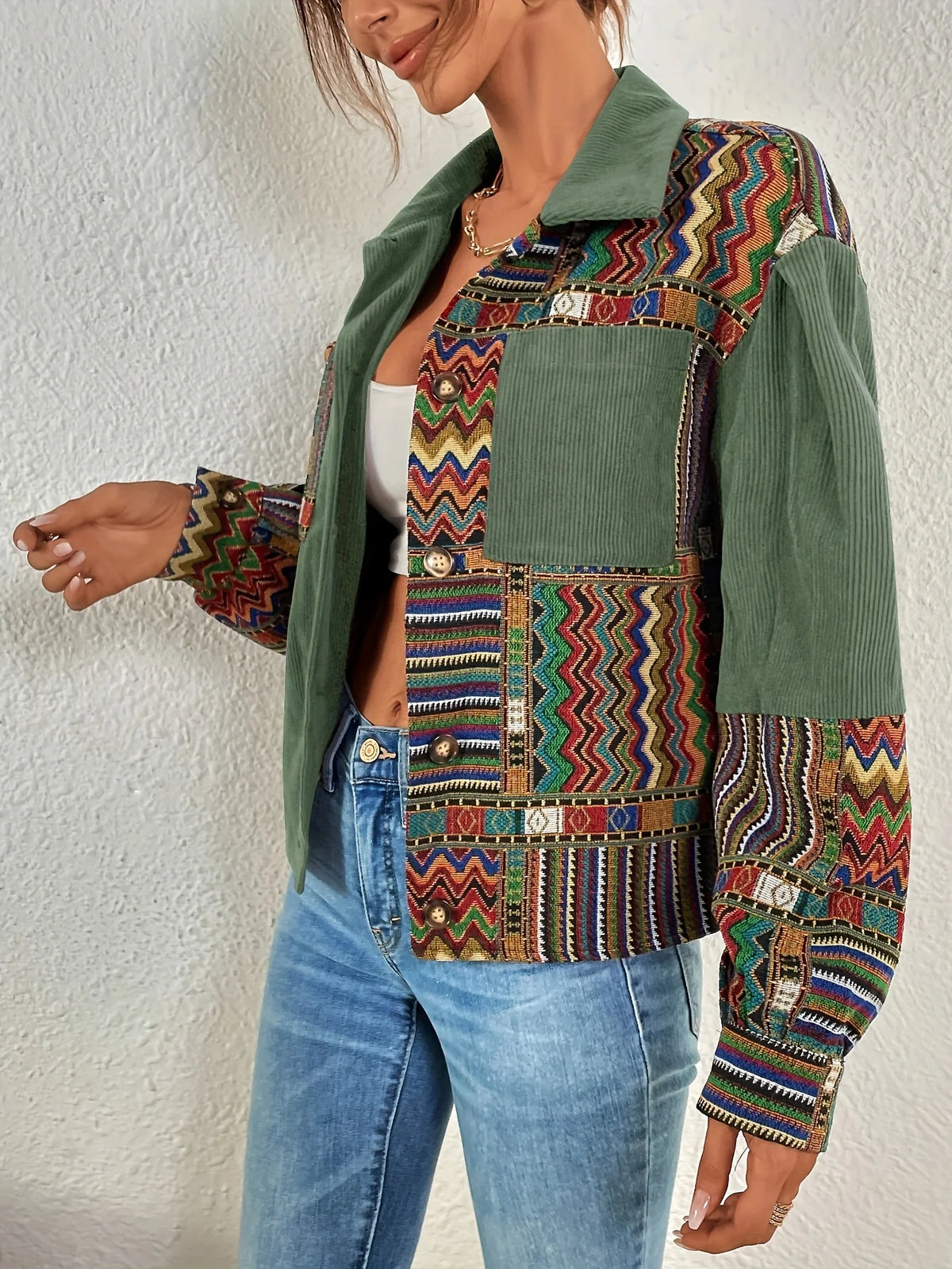 Women's Artisan Patchwork Jacket, Fall Statement Layer