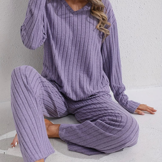 Women's Ribbed Lounge Set, Relaxed Two-Piece Outfit