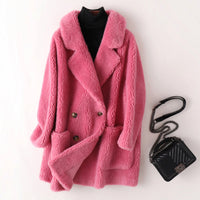 Clara | Women's Oversized Faux Shearling Coat with Double Breasted Front