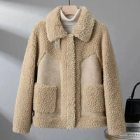 Julia | Women's Plush Shearling Fleece Jacket with Patch Pockets