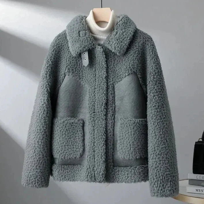 Women's Plush Shearling Fleece Jacket with Patch Pockets, photo 2