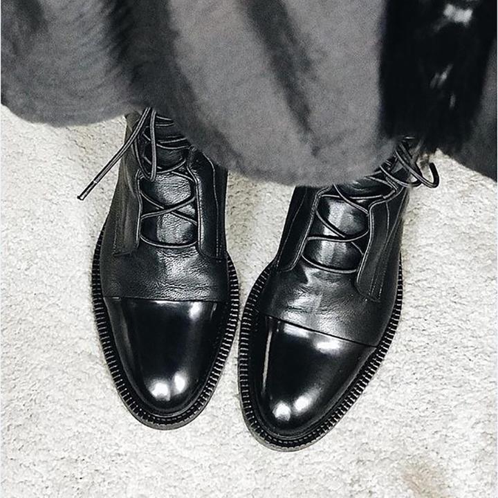 Elegant Leather Lace-Up Ankle Boots – view 2