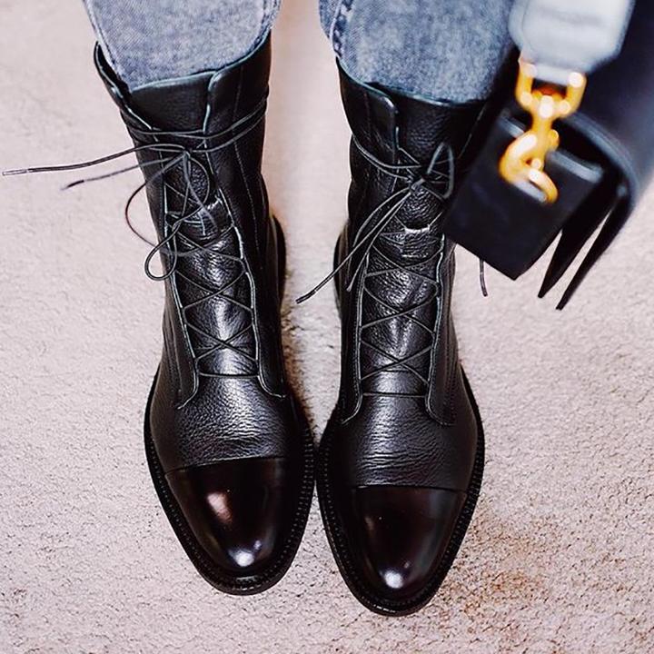 Elegant Leather Lace-Up Ankle Boots – view 3