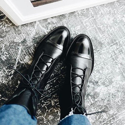Elegant Leather Lace-Up Ankle Boots – view 6