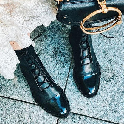 Elegant Leather Lace-Up Ankle Boots – view 7