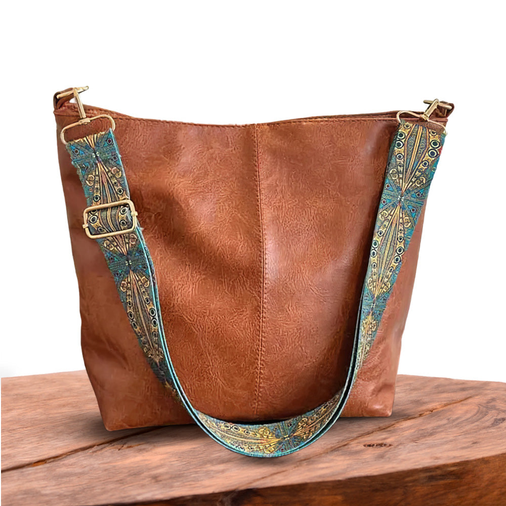 Light Brown Elegant Strap-Detail Tote Bag