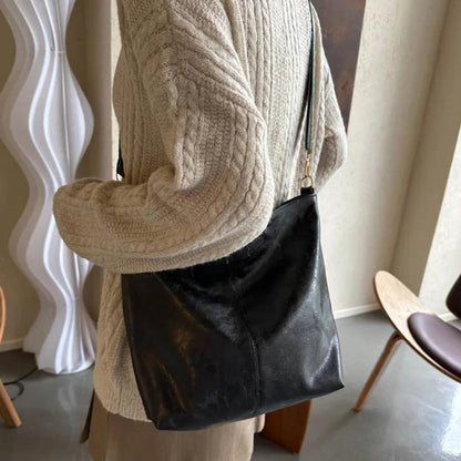 Black Elegant Strap-Detail Tote Bag