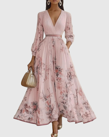 Sophia | Maxi Dress Long Sleeve Floral Pleated 11