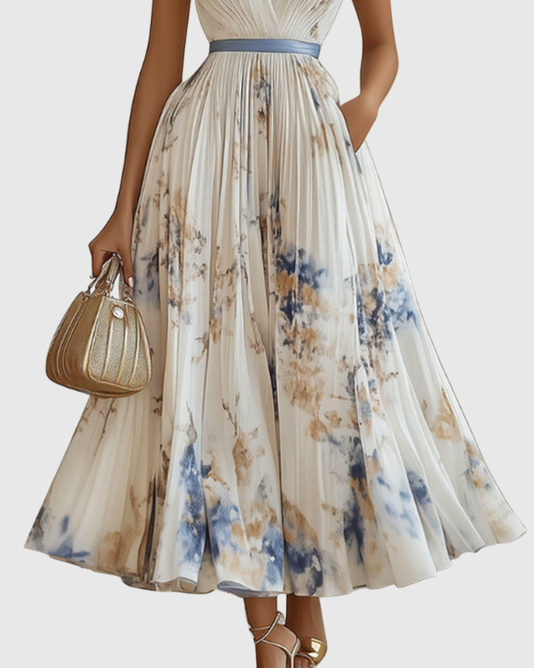 Sophia | Maxi Dress Long Sleeve Floral Pleated 2