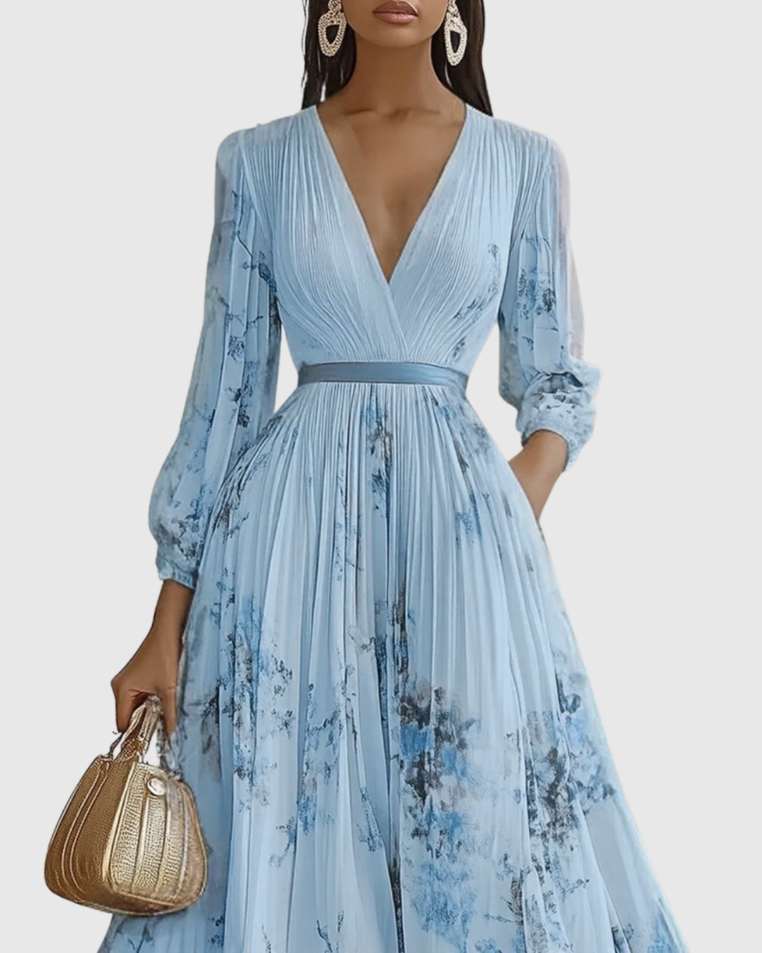 Sophia | Maxi Dress Long Sleeve Floral Pleated 4