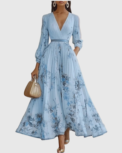 Sophia | Maxi Dress Long Sleeve Floral Pleated 5