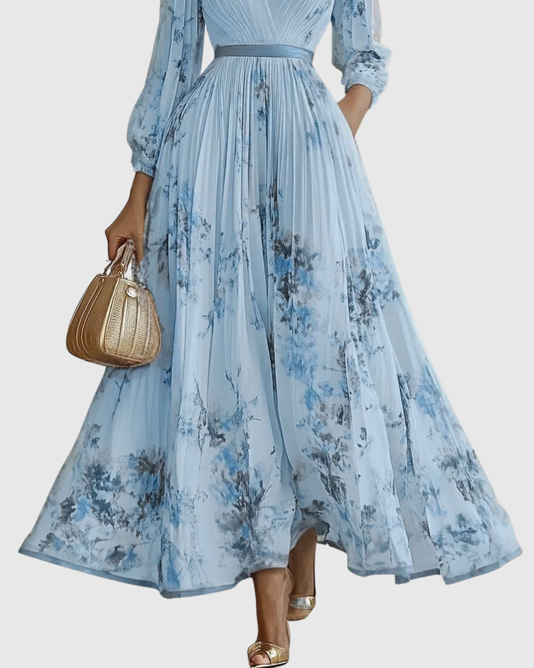 Sophia | Maxi Dress Long Sleeve Floral Pleated 6