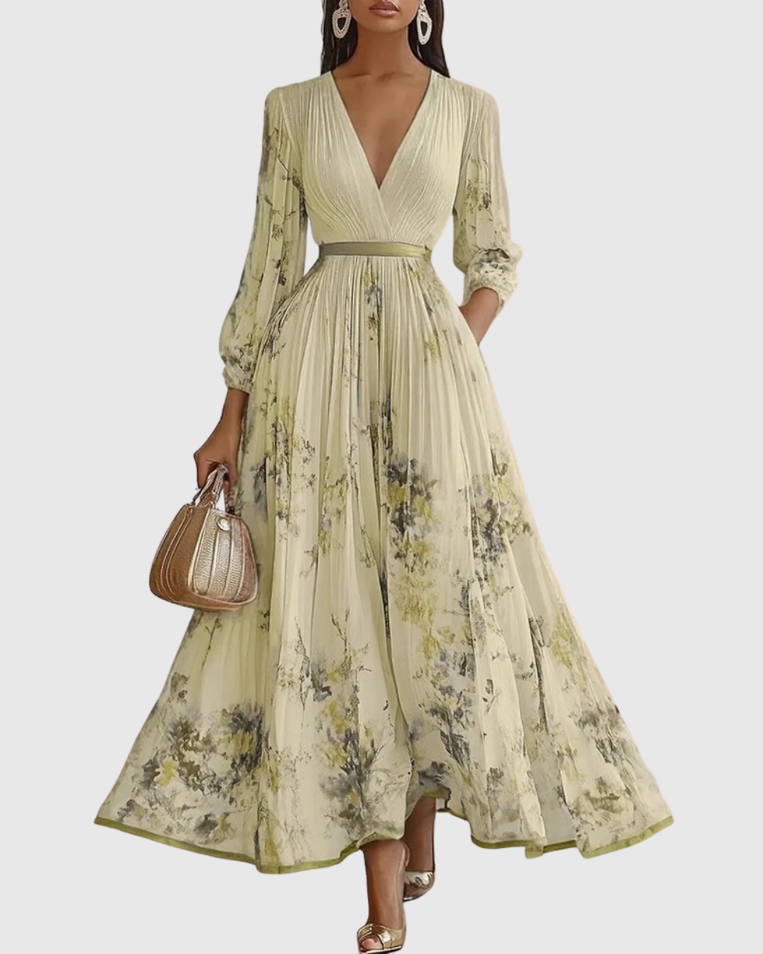 Sophia | Maxi Dress Long Sleeve Floral Pleated 7