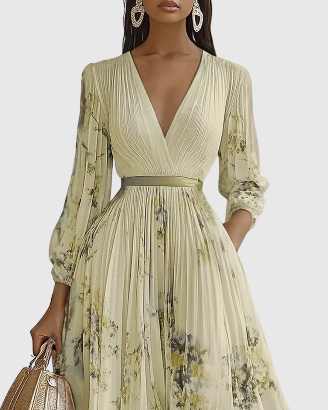 Sophia | Maxi Dress Long Sleeve Floral Pleated 8