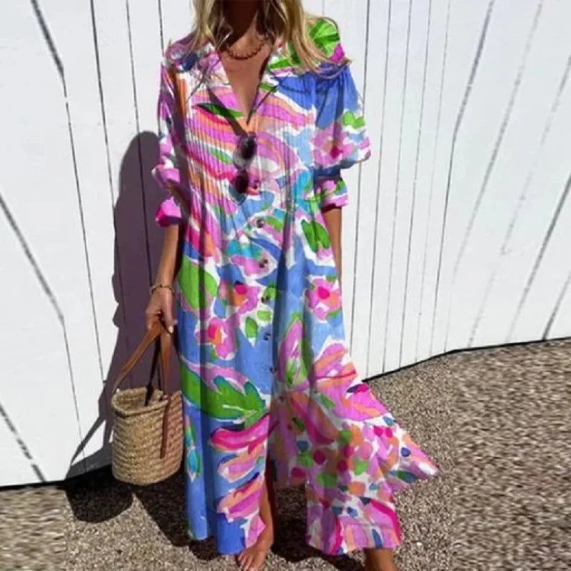 Sophie | Floral Maxi Dress Long Sleeve Boho Style 2