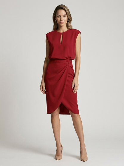 Women's light blue Keyhole Midi Cocktail Dress