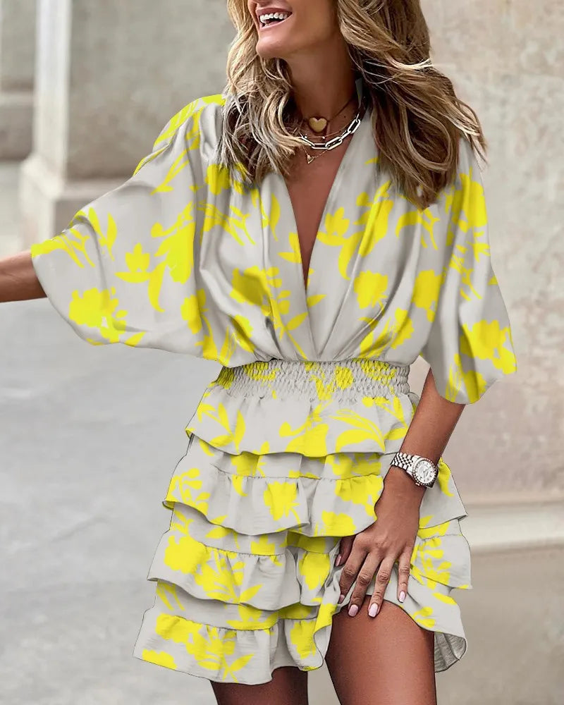 Sophie | Summer Dress Boho Printed Ruffle Mini 0