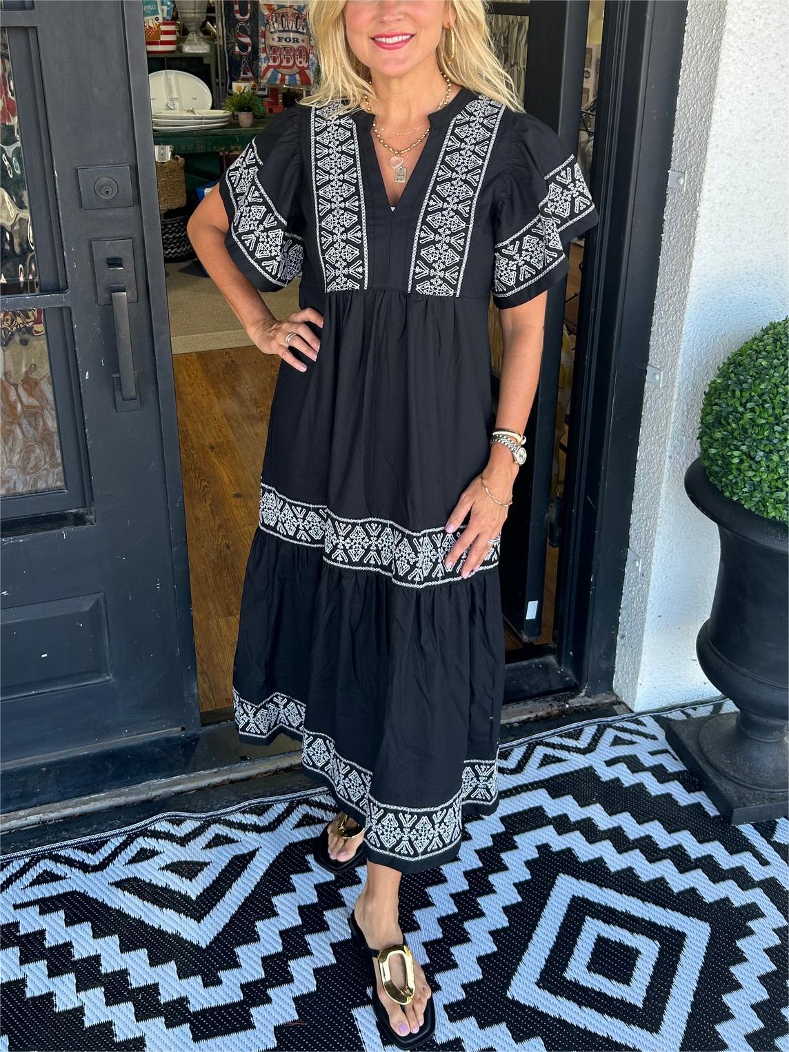 Sophie | Summer Dresses Boho V Neck Midi Fit 0