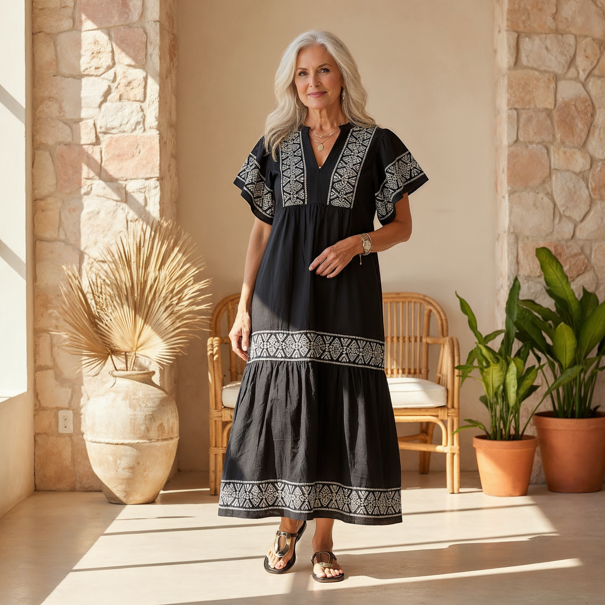 Sophie | Summer Dresses Boho V Neck Midi Fit 1