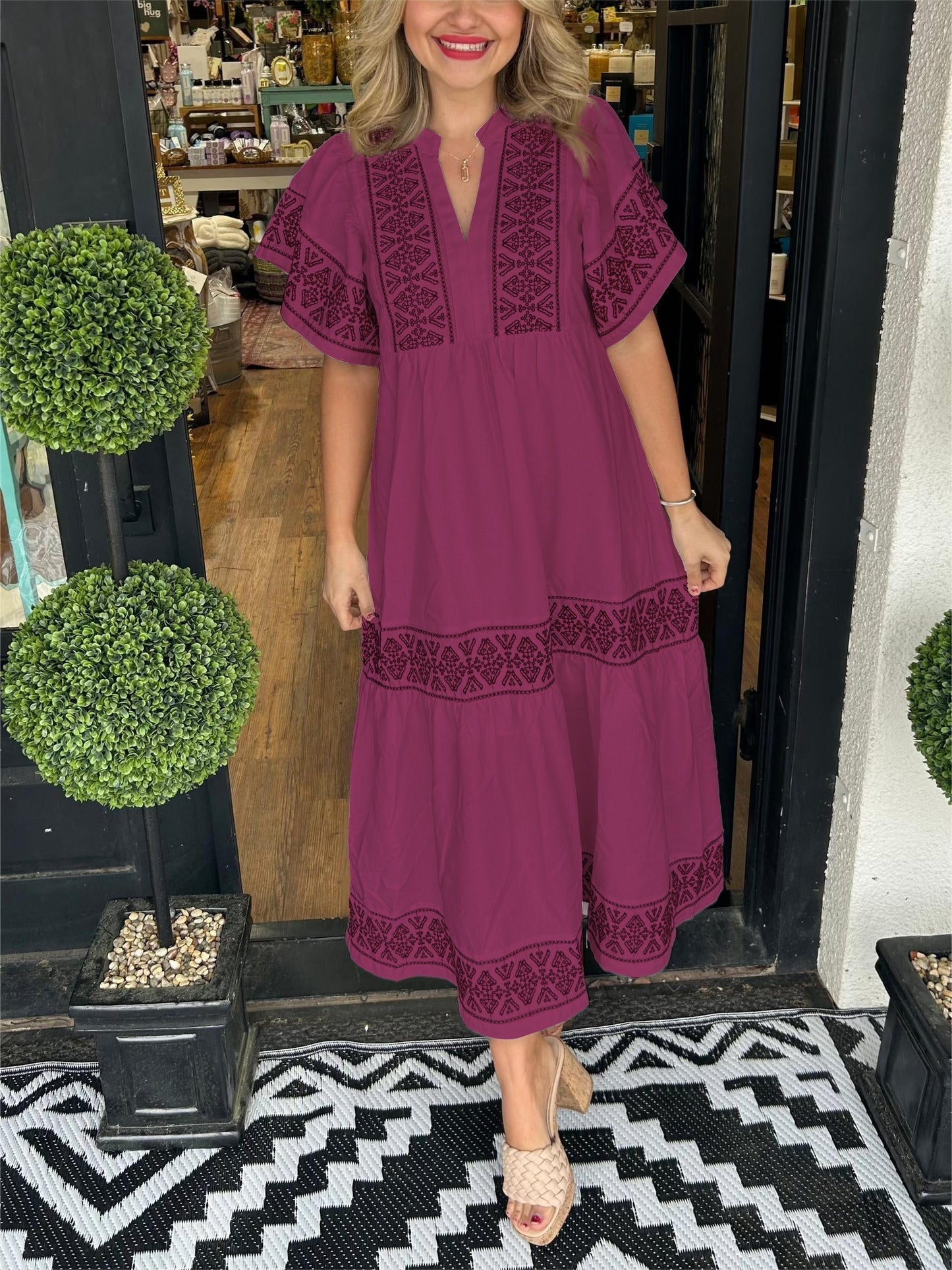 Sophie | Summer Dresses Boho V Neck Midi Fit 7