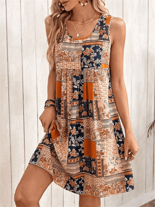 Sophie | Womens Dress Patchwork Print Sleeveless 0