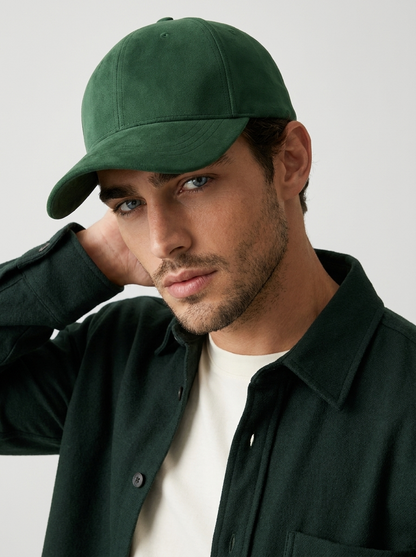gray Genuine Leather Baseball Cap