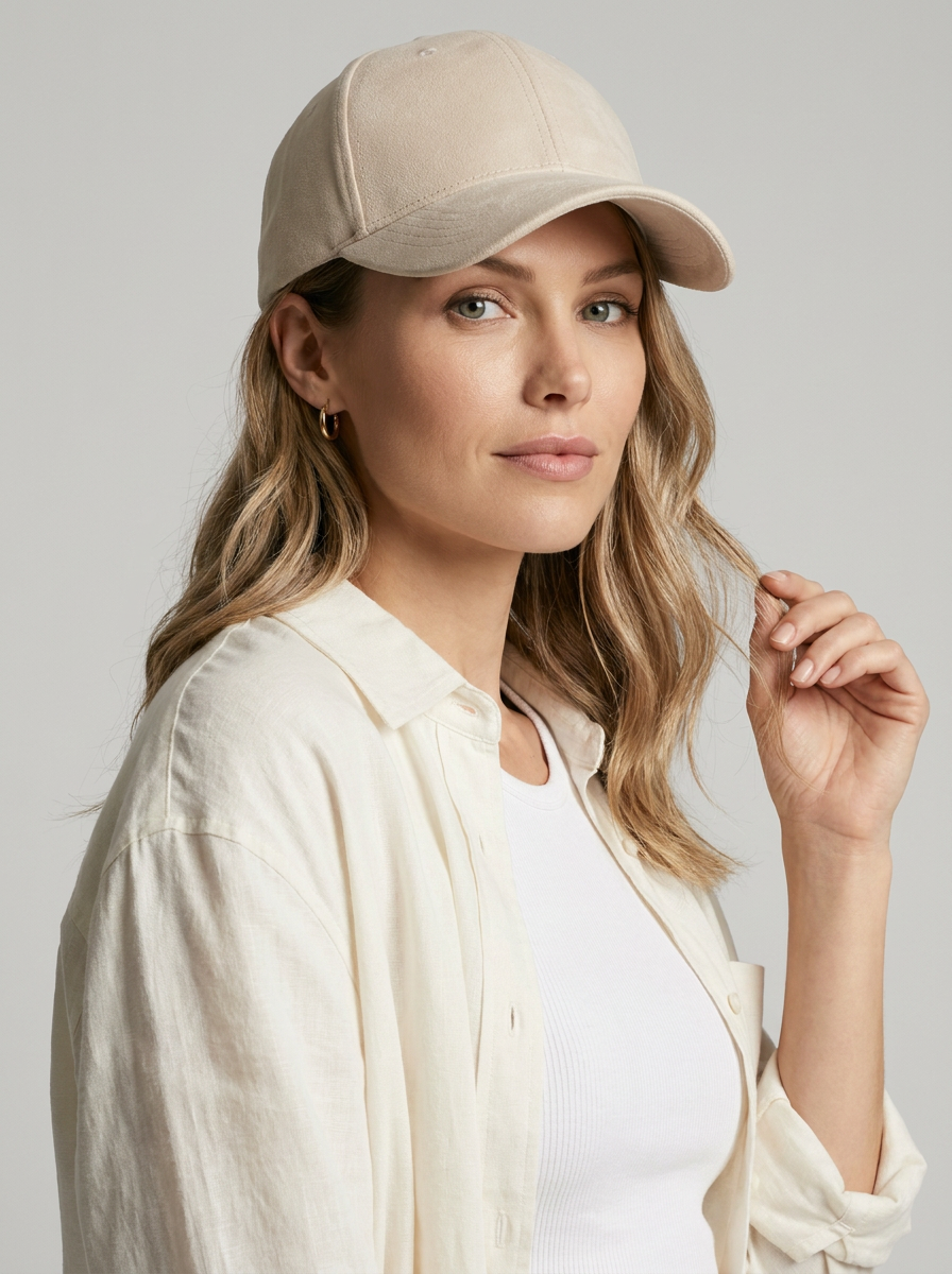 gray Genuine Leather Baseball Cap