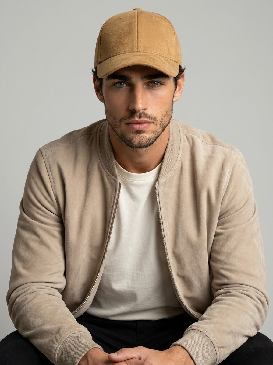 gray Genuine Leather Baseball Cap