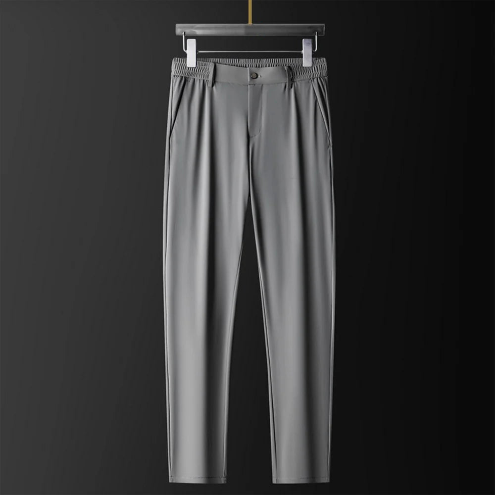 Men's gray stretch pants in cotton silk blend