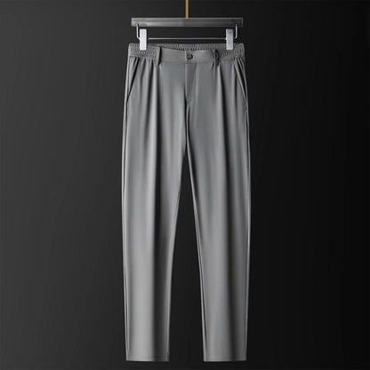 Men's gray stretch pants in cotton silk blend