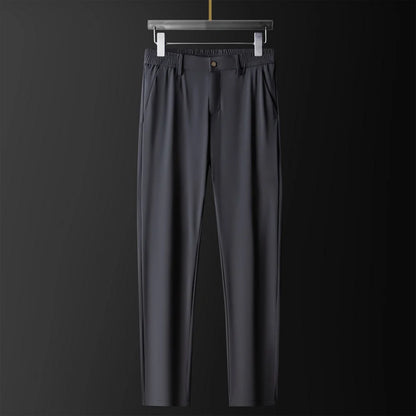 Men's navy blue stretch pants in cotton silk blend
