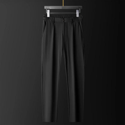 Men's classic black stretch pants in cotton silk blend