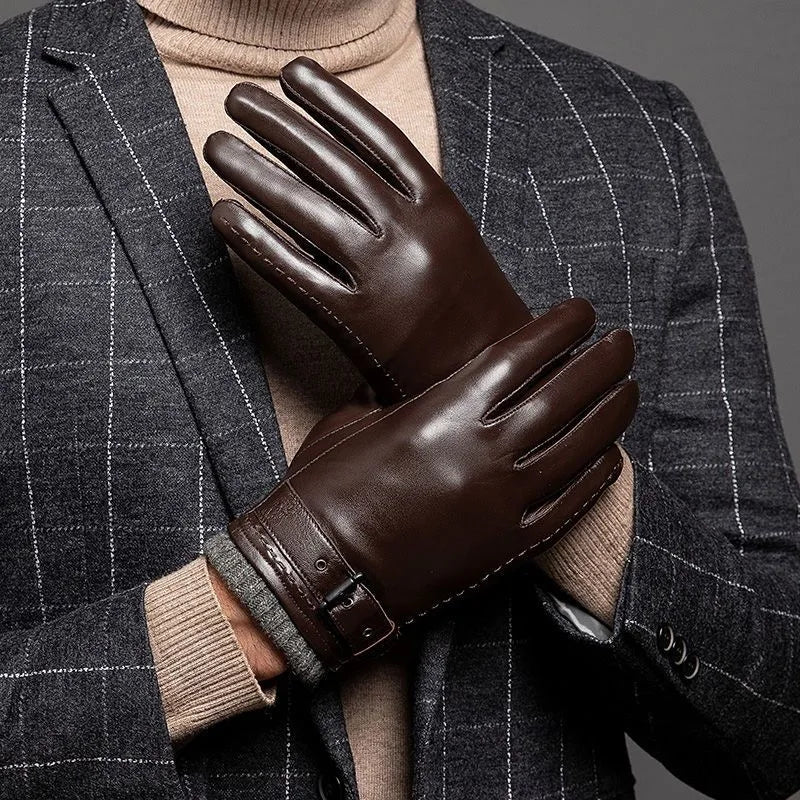 Sheepskin leather gloves with cashmere lining