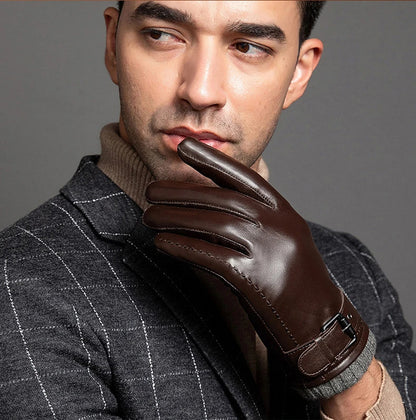 Sheepskin leather gloves with cashmere lining