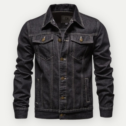 Men's denim trucker jacket in black