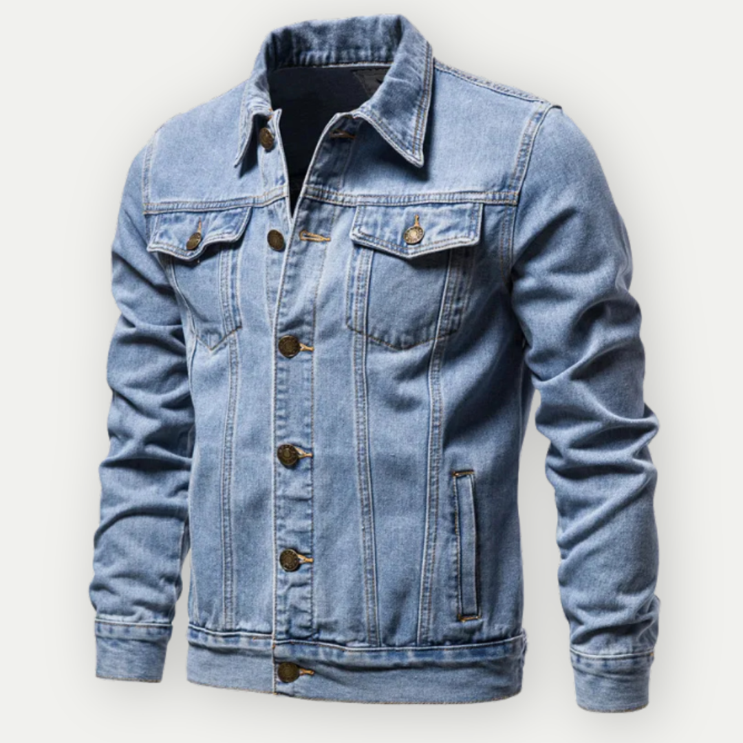 Men's denim trucker jacket in blue