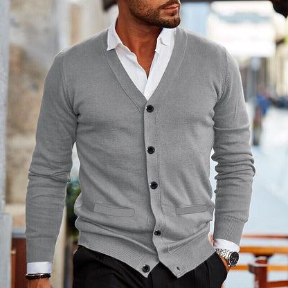 Men's v-neck button cardigan in gray