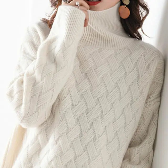 Women's turtleneck sweater in beige